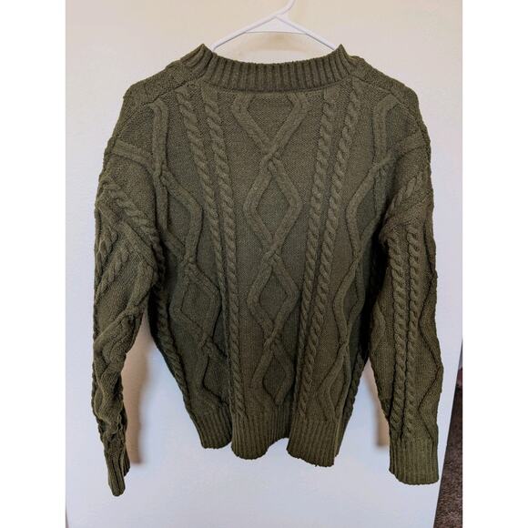 Cable Knit Olive Green Sweater. Fisherman core, Heritage, Cabincore. Zaful (XL) - Picture 3 of 9